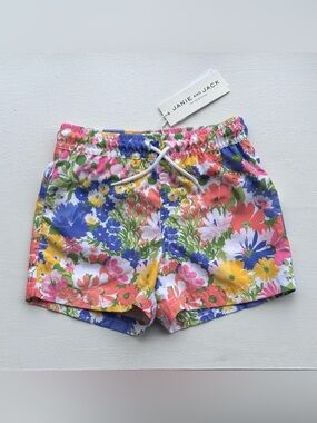 NEW Janie and Jack Bright Multicolor Floral Swim Trunks size 2T